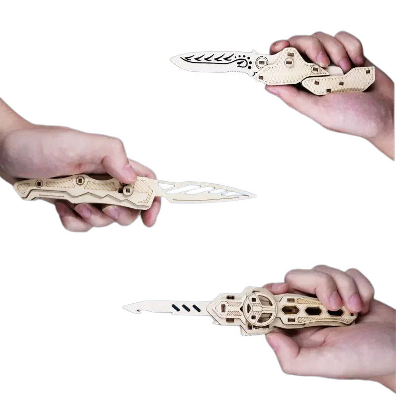 Хит продаж Заводские ножи игрушки «DIY» головоломка клеши пуля стреляющий складной нож деревянные лидер лазерная резка 3D Дерево