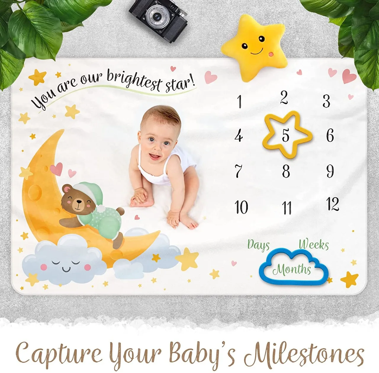 Quality Guaranteed Extra Soft Baby Monthly Milestone Blanket Flannel Fleece