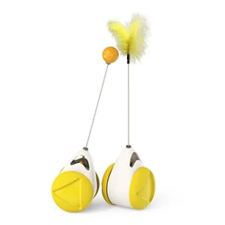 Training Catnip Ball Wheel Rotate Pet Tumbler Stick Feather Interactive Cat Toy with Owner