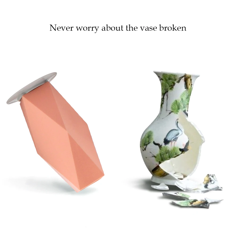 Silicone Vase Silicone Flower Vase Plant Flower Pot With Strong Suction Cup Flower Vase