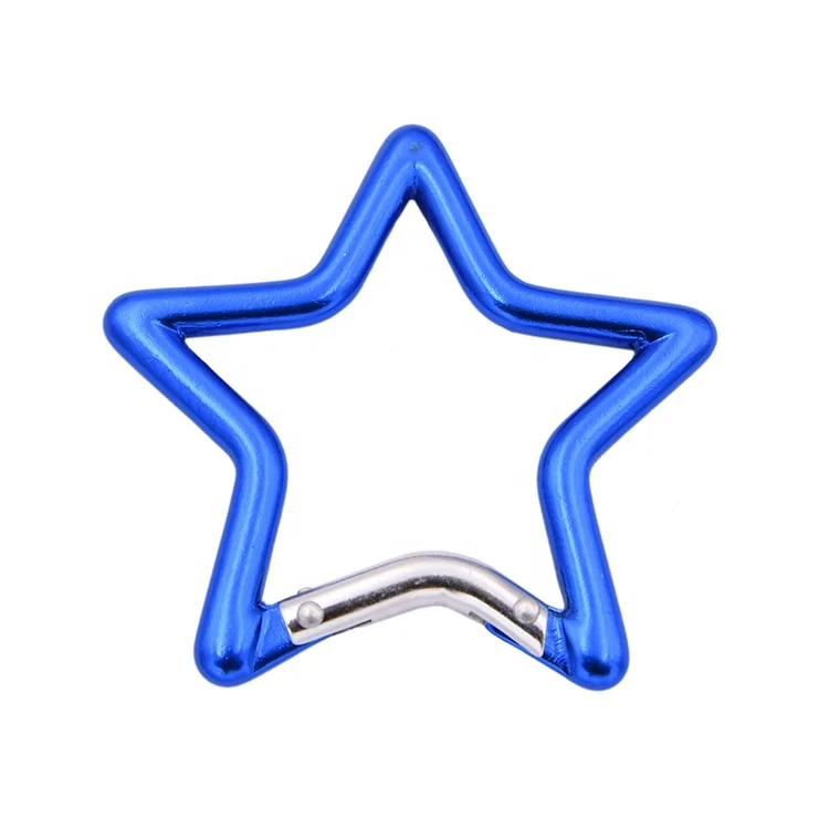 Factory directly wholesale promotional colorful key holders aluminum hooks 6.7cm five star carabiner keychain