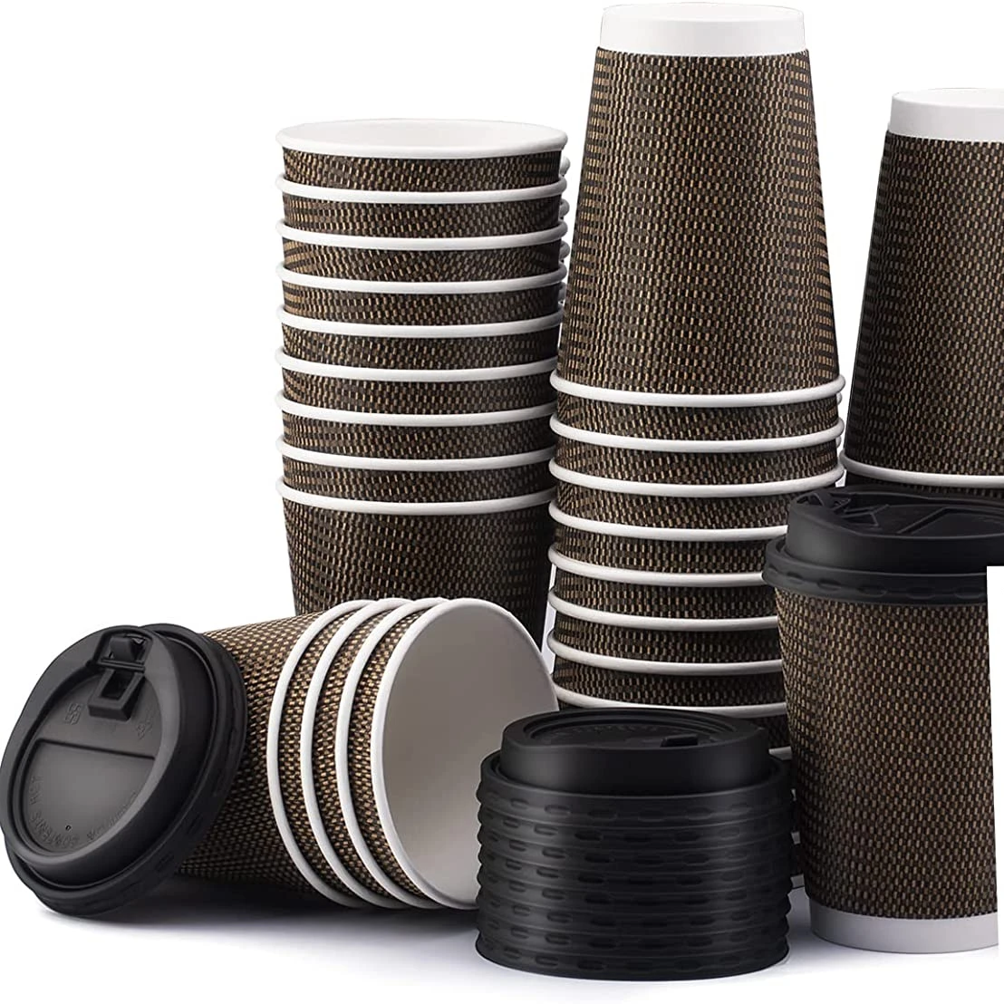 New Product Customized Logo Design Paper Cup 8/10/12/13/15/16/20 Oz Takeout Ripple Coffee Paper Cup With Cup Sleeve