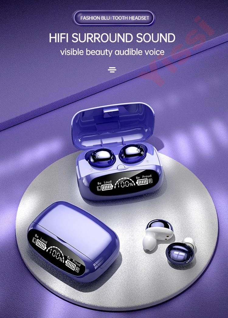 M32 Tws Mental Plating Effect BT 5.1 Hifi Earphone In-ear Sports Waterproof Headset LED Display Earbuds Wireless