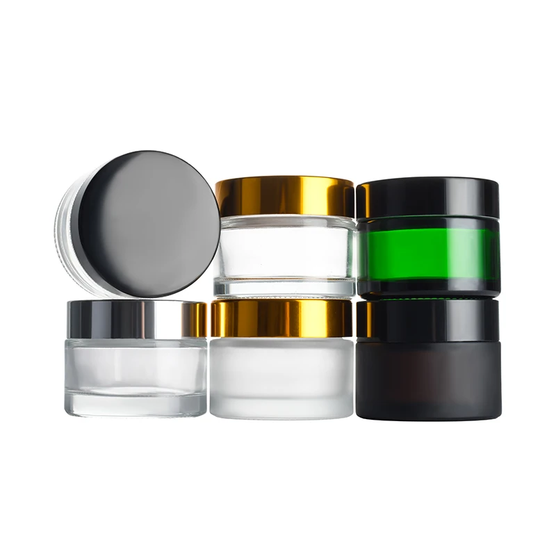 Оптовая продажа косметических контейнеров для крема лица 5 г 10 15 20 30 50 100 прозрачная стеклянная банка кремов с крышкой