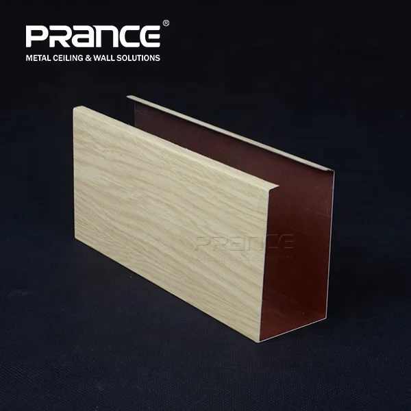 Wooden grain aluminum U shape baffle ceiling design
