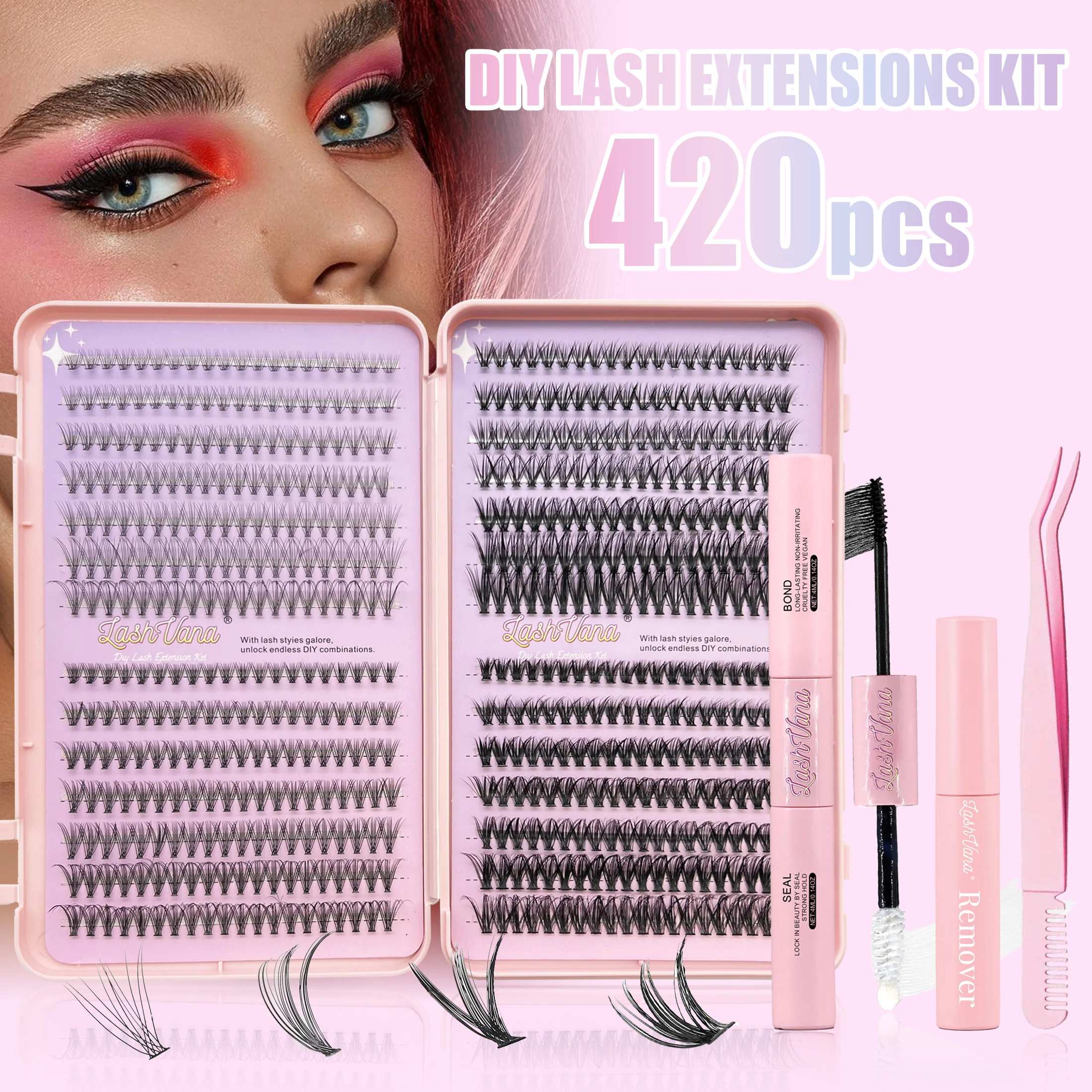 D Curling Extensions Individual Clusters Fluffy Soft and Light DIY Segmented Lashes 0.07 D 9-16mm Cluster Lash
