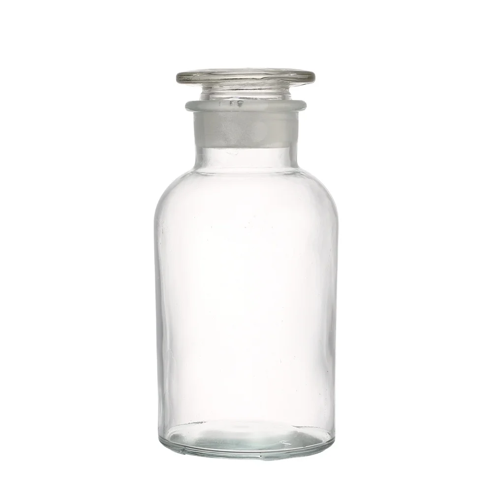 Liquid chemical Wide mouth 125ml safety  borosilicate clear glass reagent bottle with Ground-in Glass or Plastic Stopper