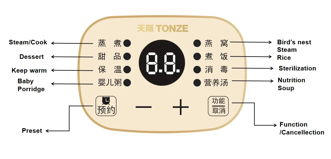 Tonze New small kitchen appliance 1L mini portable health stew pot electric crock pots ceramic liner slow cookers with steamer