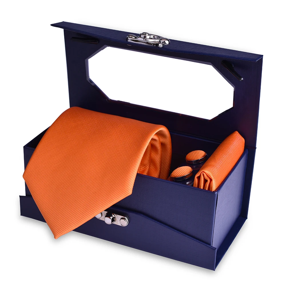 3 шт./компл. 8 см мужских галстуков платок с запонками Комплект сплошной цвет шеи галстук-бабочка высокое качество нагрудный подарочной коробкой