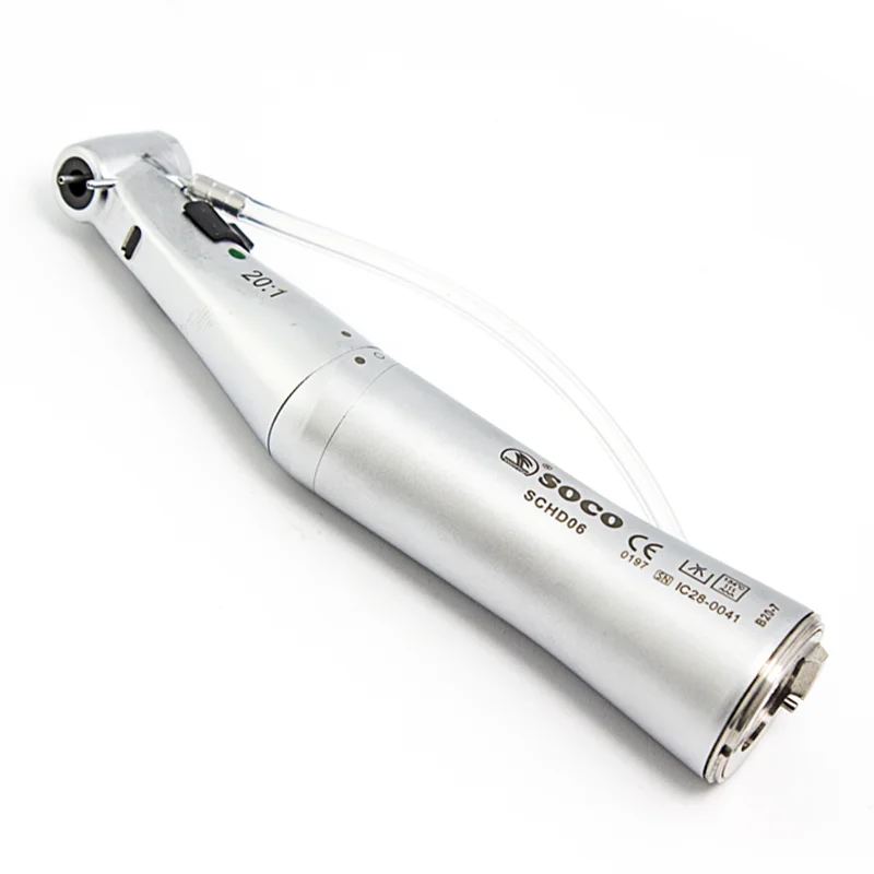 SOCO brand 20:1 reduction contra angle with LED optical fiber for implant