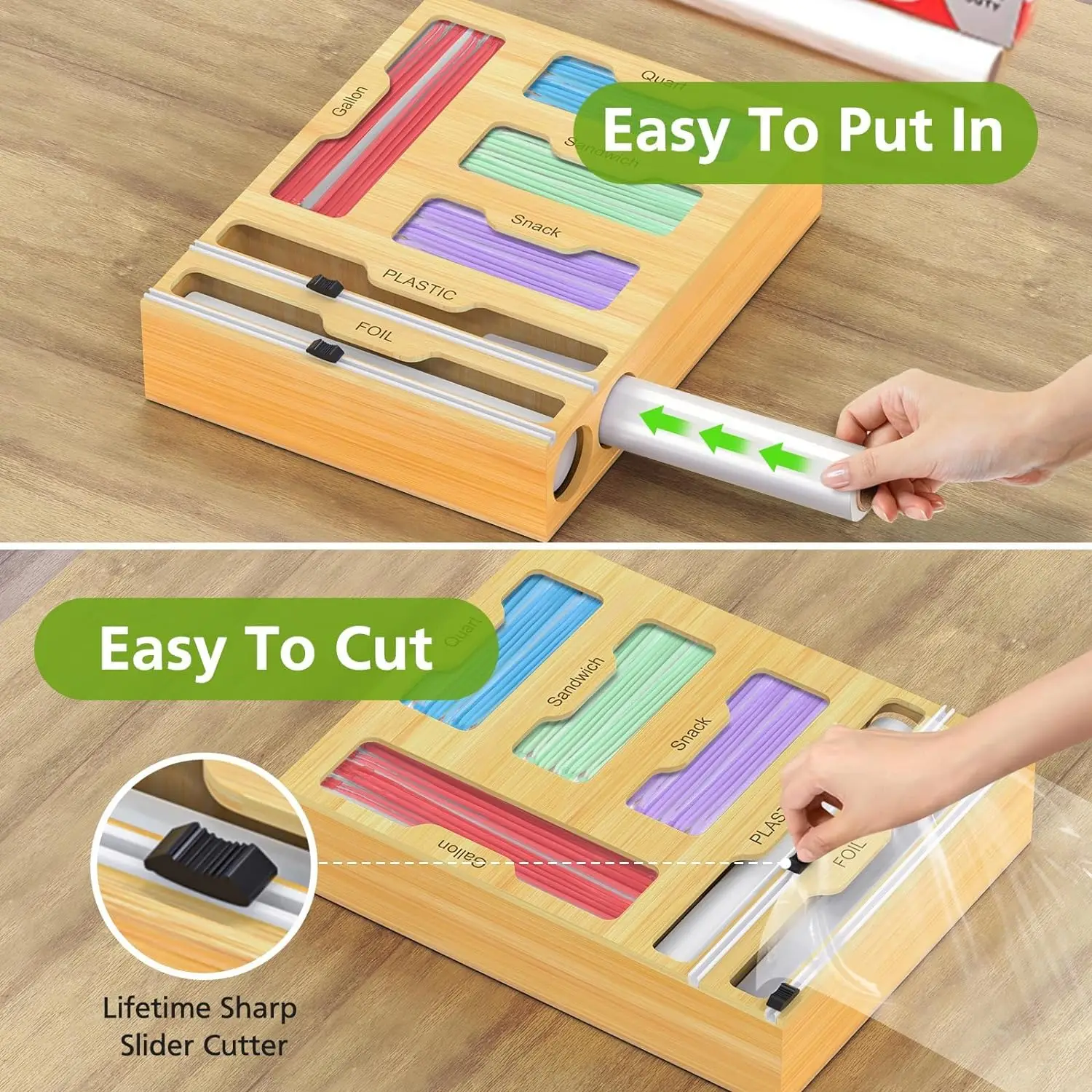 practical Bag Storage Organizer for Kitchen Drawer,Bag Storage Organizer Suitable for Gallon, Quart, Sandwich, Snack