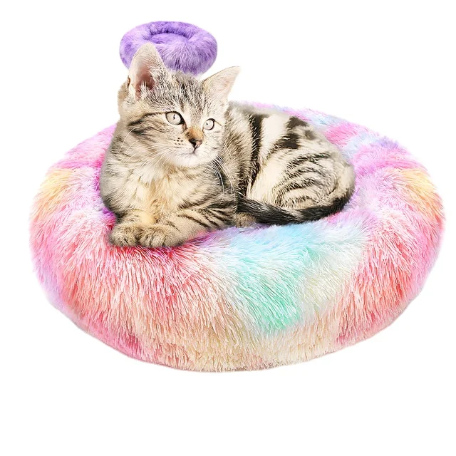 Пончик для домашних животных, удобная круглая кровать для пончиков, сверхмягкая моющаяся кровать для собак и кошек