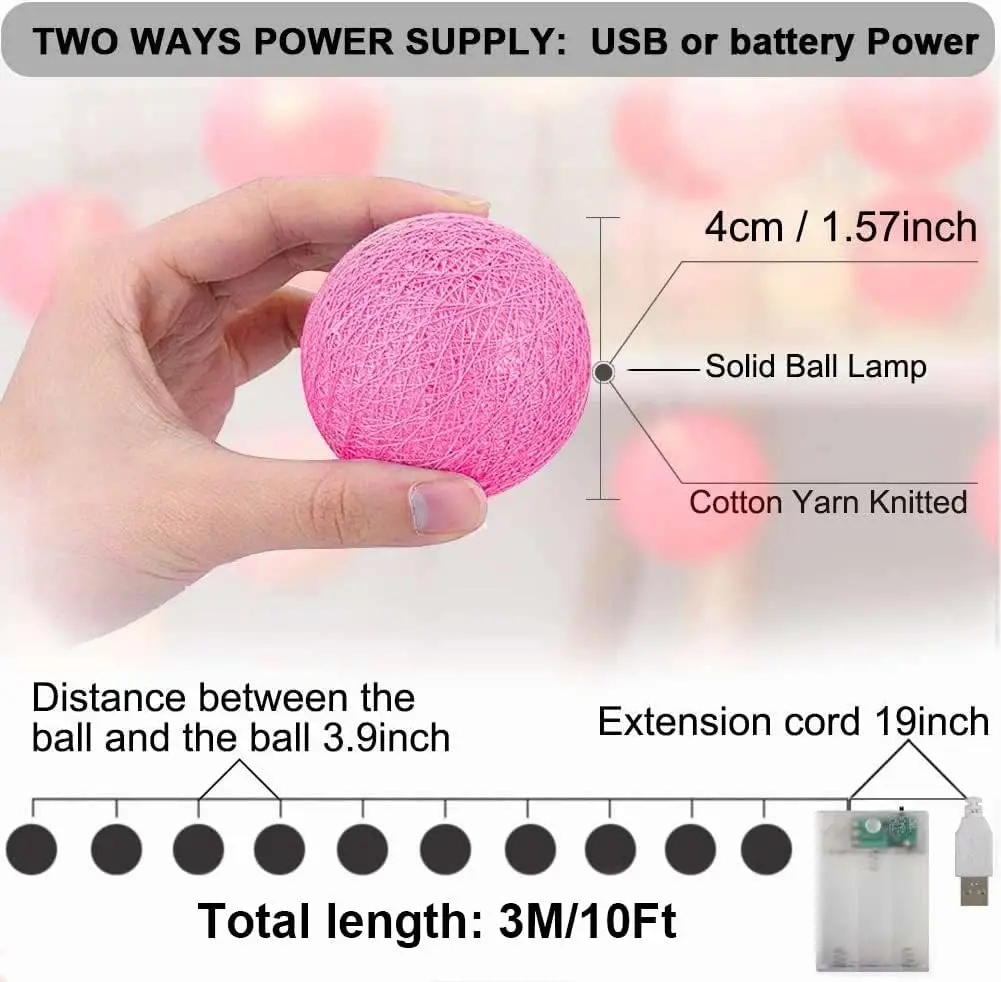 Christmas Trees Decorations Colorful Ball LED Lights led Cotton Ball Fairy Lights outdoor indoor decoration