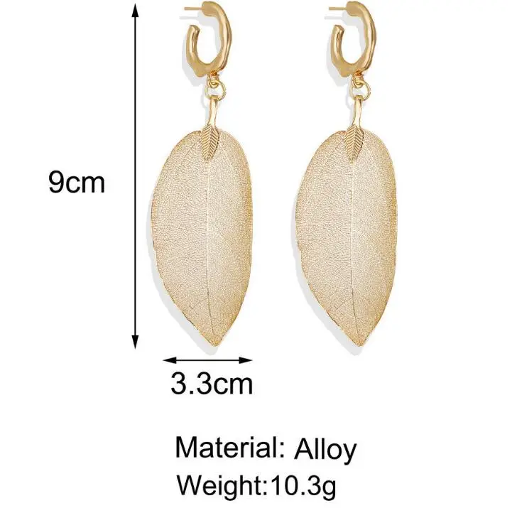 wholesale latest fashion dangle earrings gold plated earrings leaf drop hoop earrings for women statement jewelry