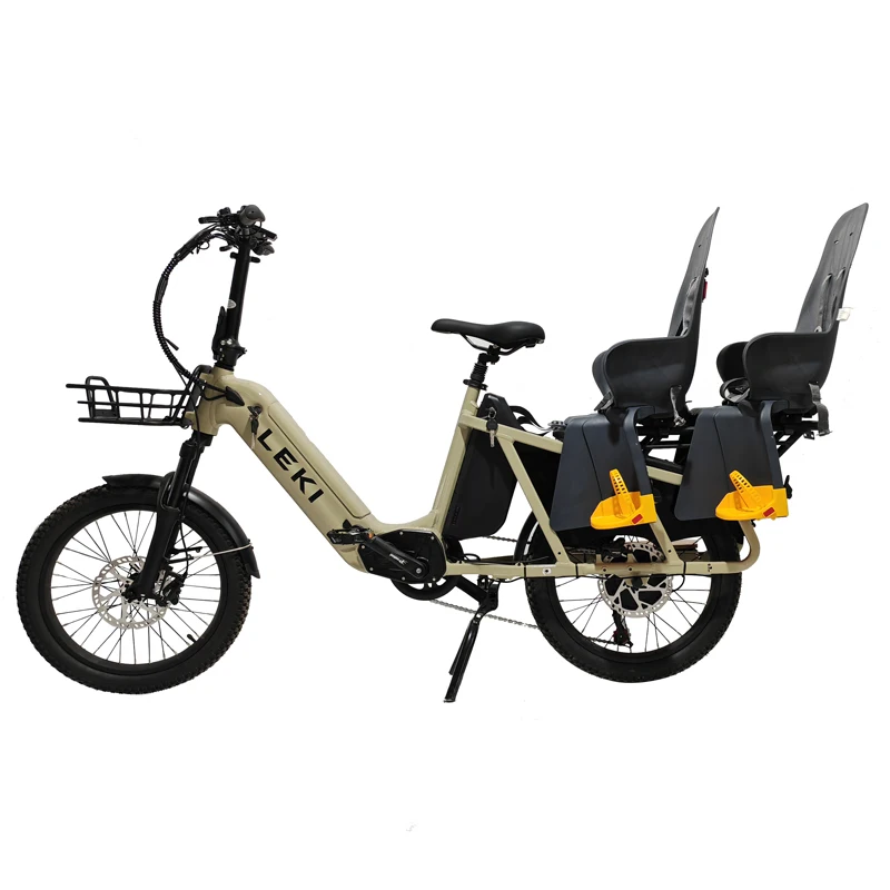 48V 500W Dual Battery Packs Electric Cargo Bicycle with Safety Baby Seats E-Cargo e-Bike Long Range Electric Bike