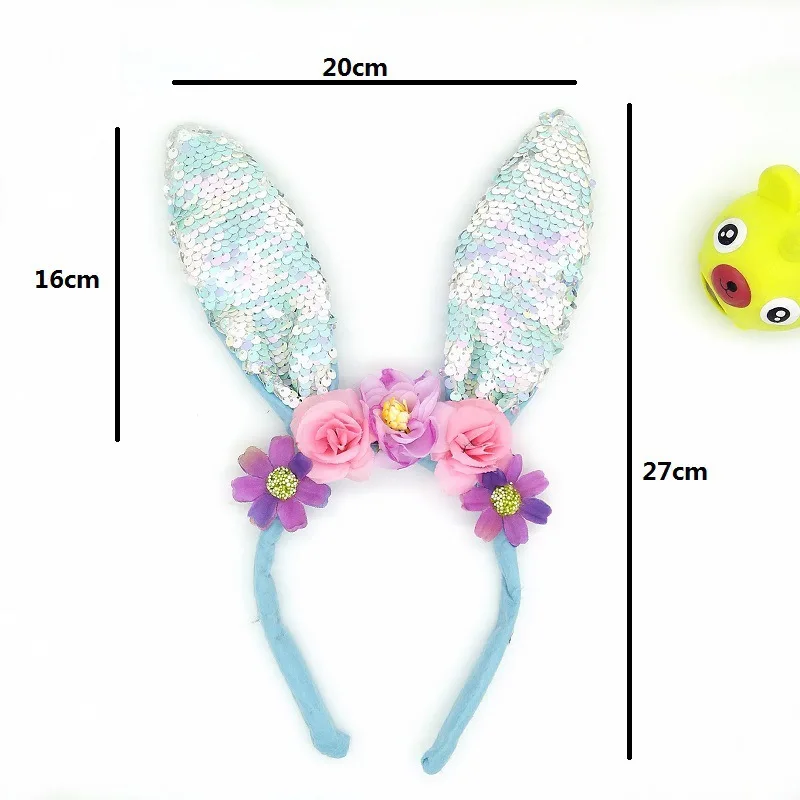 Christmas dress up headgear colorful scales rabbit ears cute flowers sequin headband