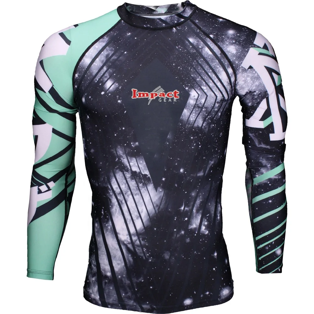 
Мужская одежда с длинным рукавом для тренажерного зала UPF 50 сублимационная печать пользовательский MMA серфинг Топ гвардия 