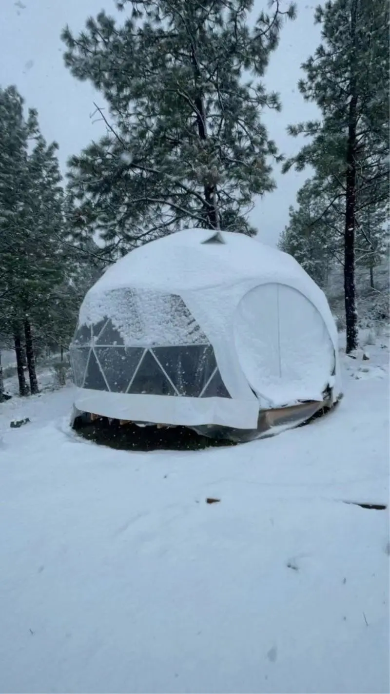 Wholesale Outdoor Igloo Glamping Geodesic Dome Tent with PVC Roof Cover Circle Ball Tent with Bathroom Features