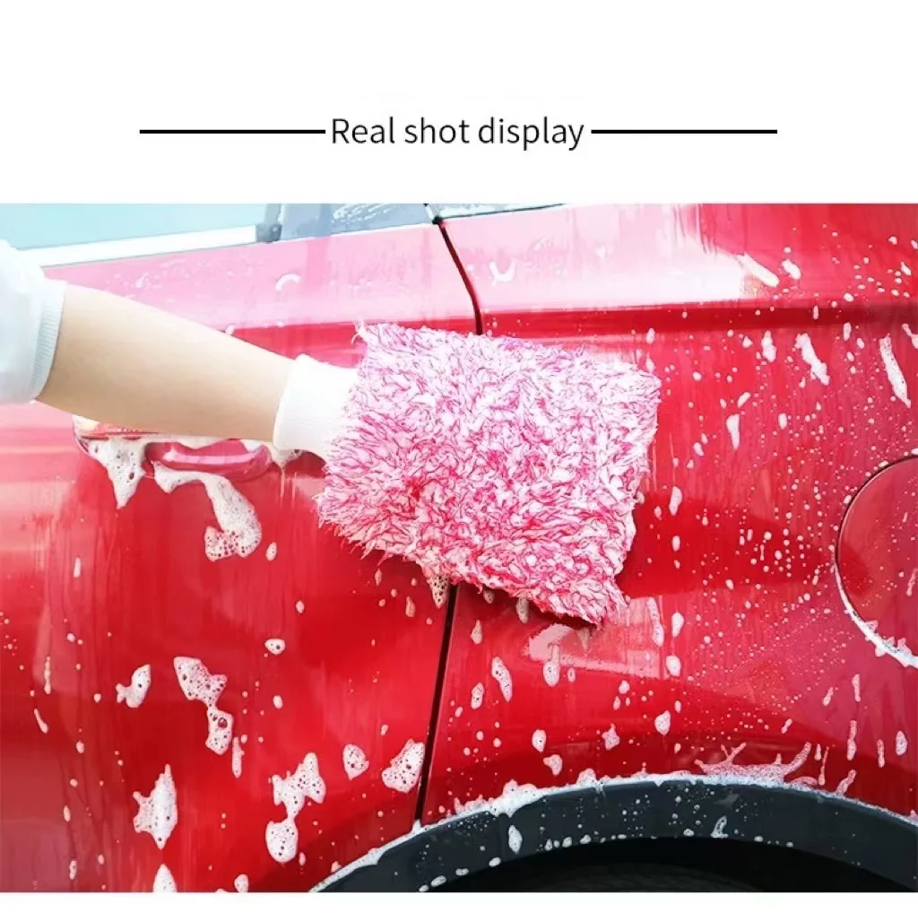 China Wholesale Cleaning Glove Mixed Color Premium Black Red Green Blue Microfiber Wash Mitt for Car Auto Detailing Buffing