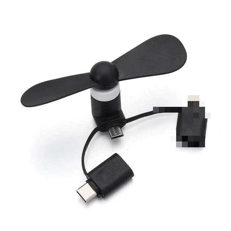 Mini Portable 3 in 1 Mobile Phone Fan Small 2 in 1 Type-c Micro-USB Cooling Fans USB Devices Promotion Gifts