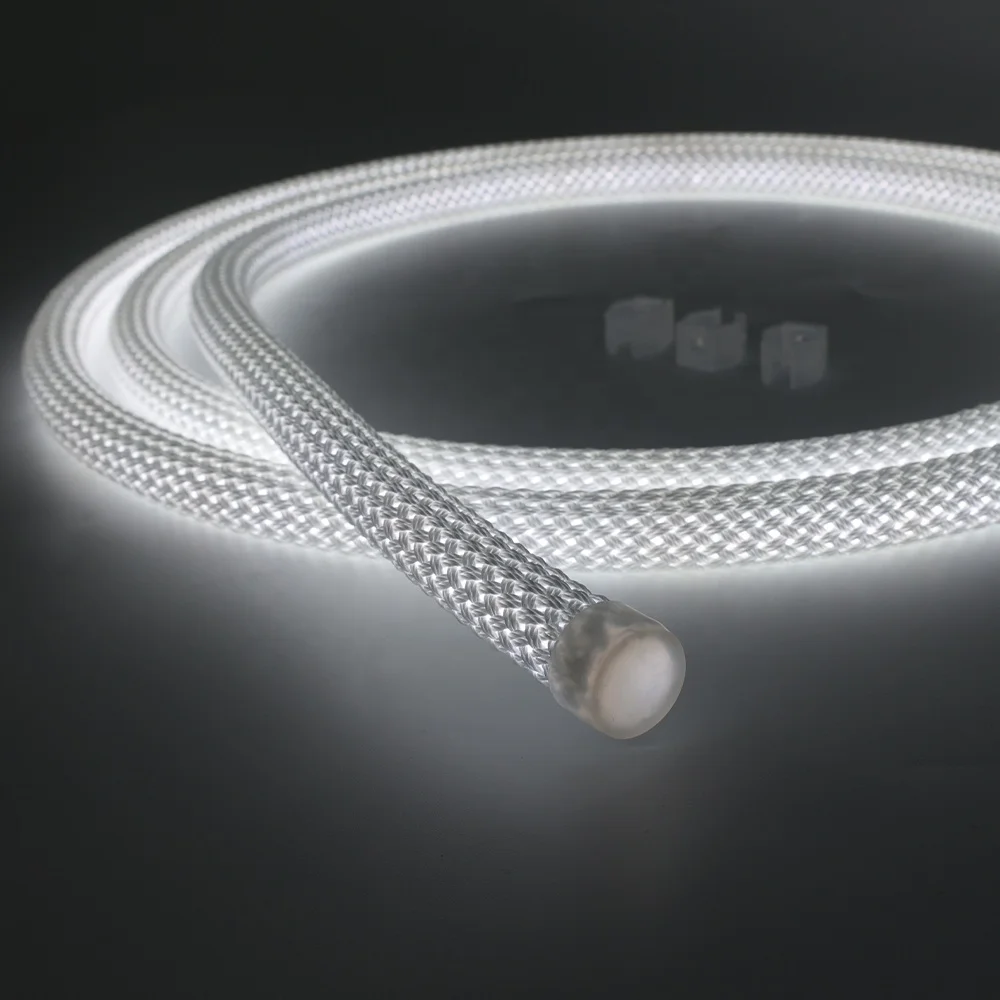 15mm diameter 360-degree luminous neon lights with LED mesh monochrome braided set 24V waterproof neon flexible strip light