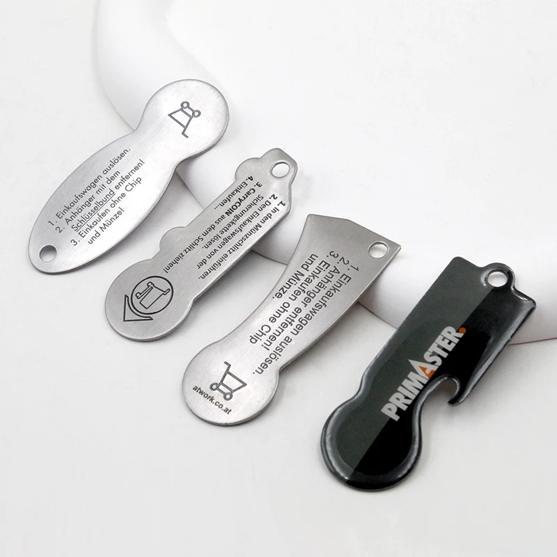 Custom Shopping Cart CarryCoin Token Chip Remover Metal Key Chain With Bottle Opener