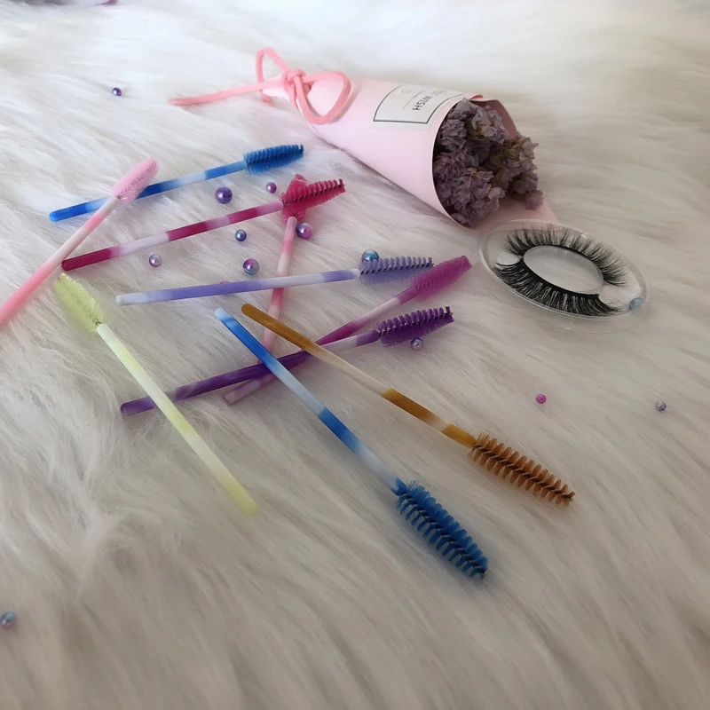 
eyelash brush applicator mascara wand private label nylon plastic disposable mascara brush for eyelash extensions makeup brush 