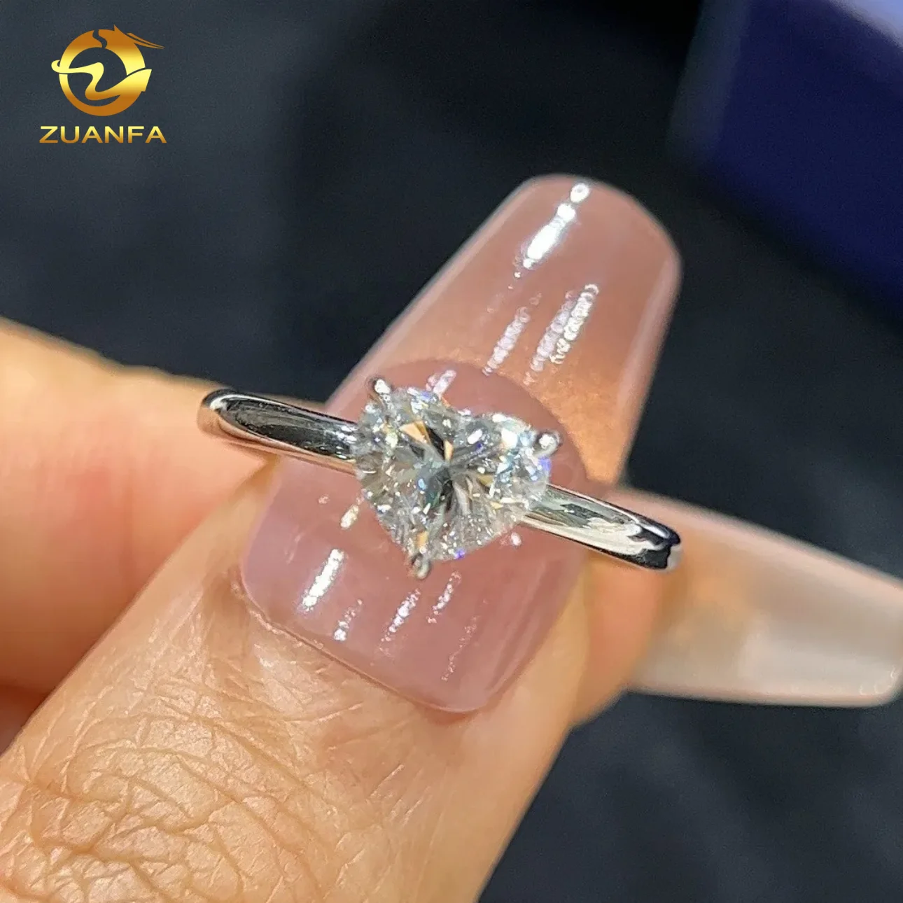 18K White Gold IGI Certificated 1CT Heart Lab Diamond CVD Engagement Ring