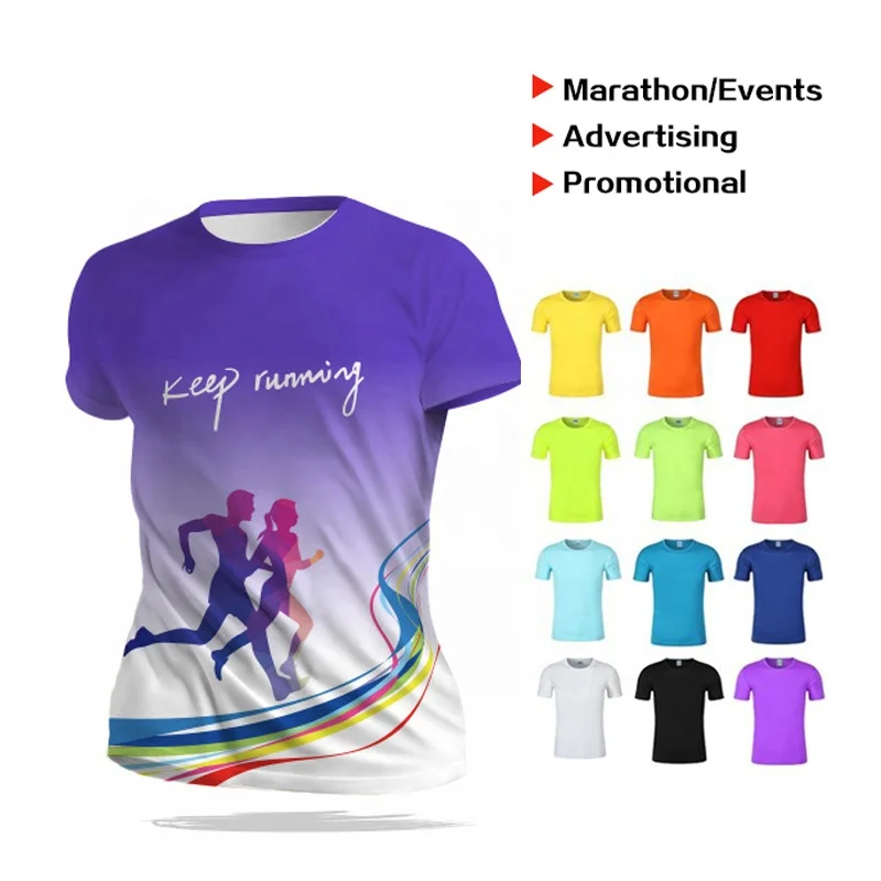 OEM Design Your Brands Custom Printing Polyester Sport T shirts Marathon Event Running TShirt Quick Dry Sublimation T Shirt