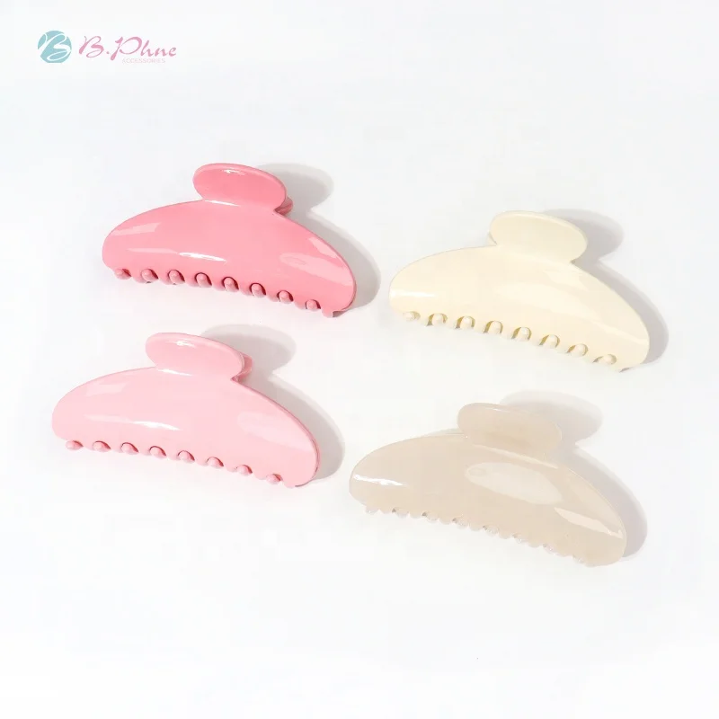 B.PHNE factory Custom logo pink hair accessories Eco-friendly Cellulose Acetate/plastic Hair Claw Clip for women