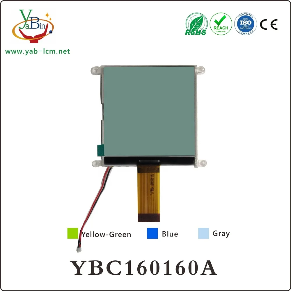 COG graphic lcd display module 160X160 160160 lcd with 8080/6800-series parallel interface plug-in type 30PIN YB160160A