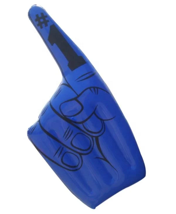 Advertising blue color inflatable fun hand with Logo sports game blow up cheering fingers