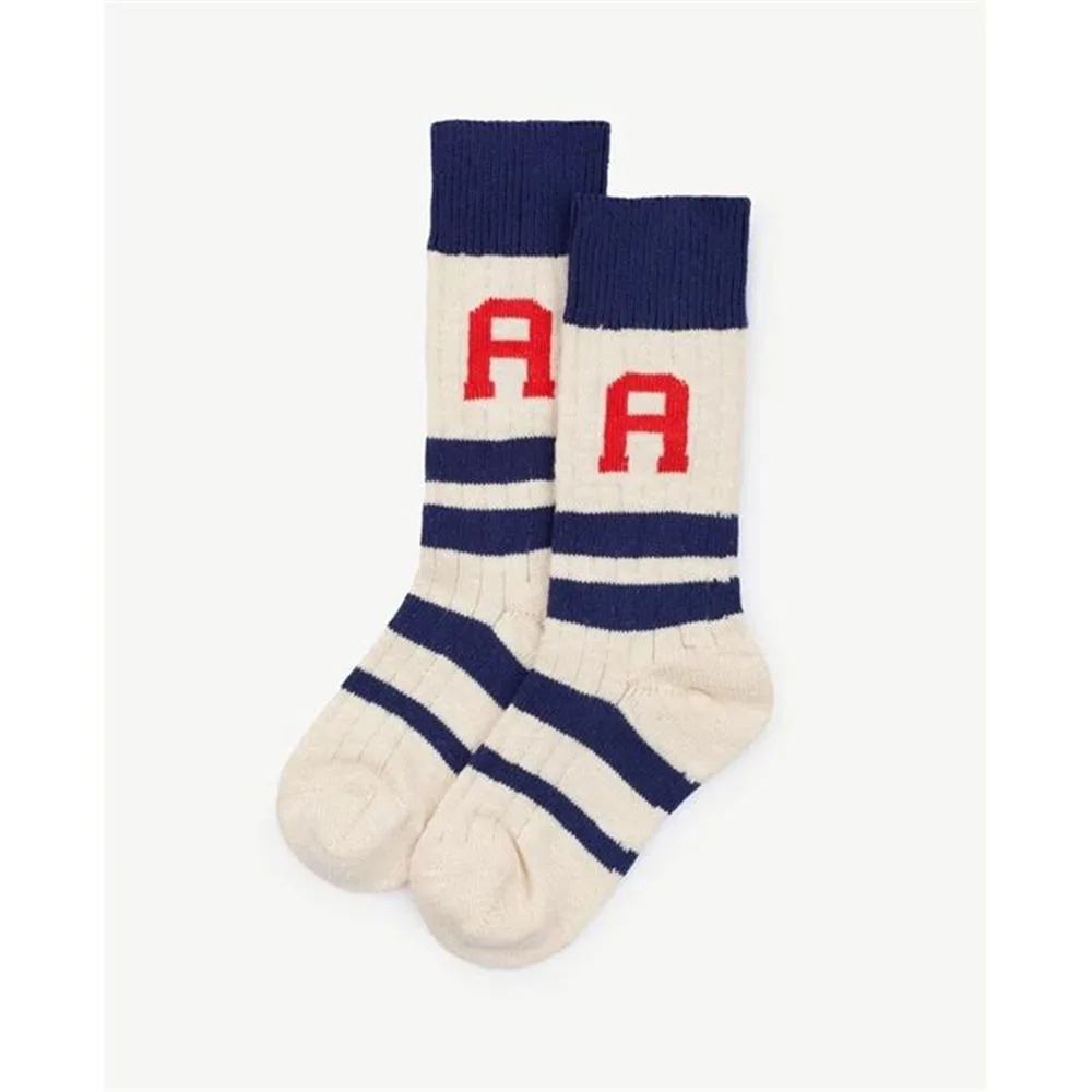 
Gym Fashion Letter Stripe Kids Girl American Style Cotton Custom Sport Socks 