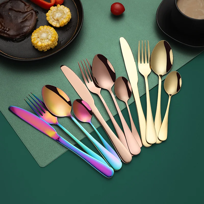 Customize Logo 24 Piece Cutlery Set Stainless Steel Silverware Set Flatware Fork And Knife Set