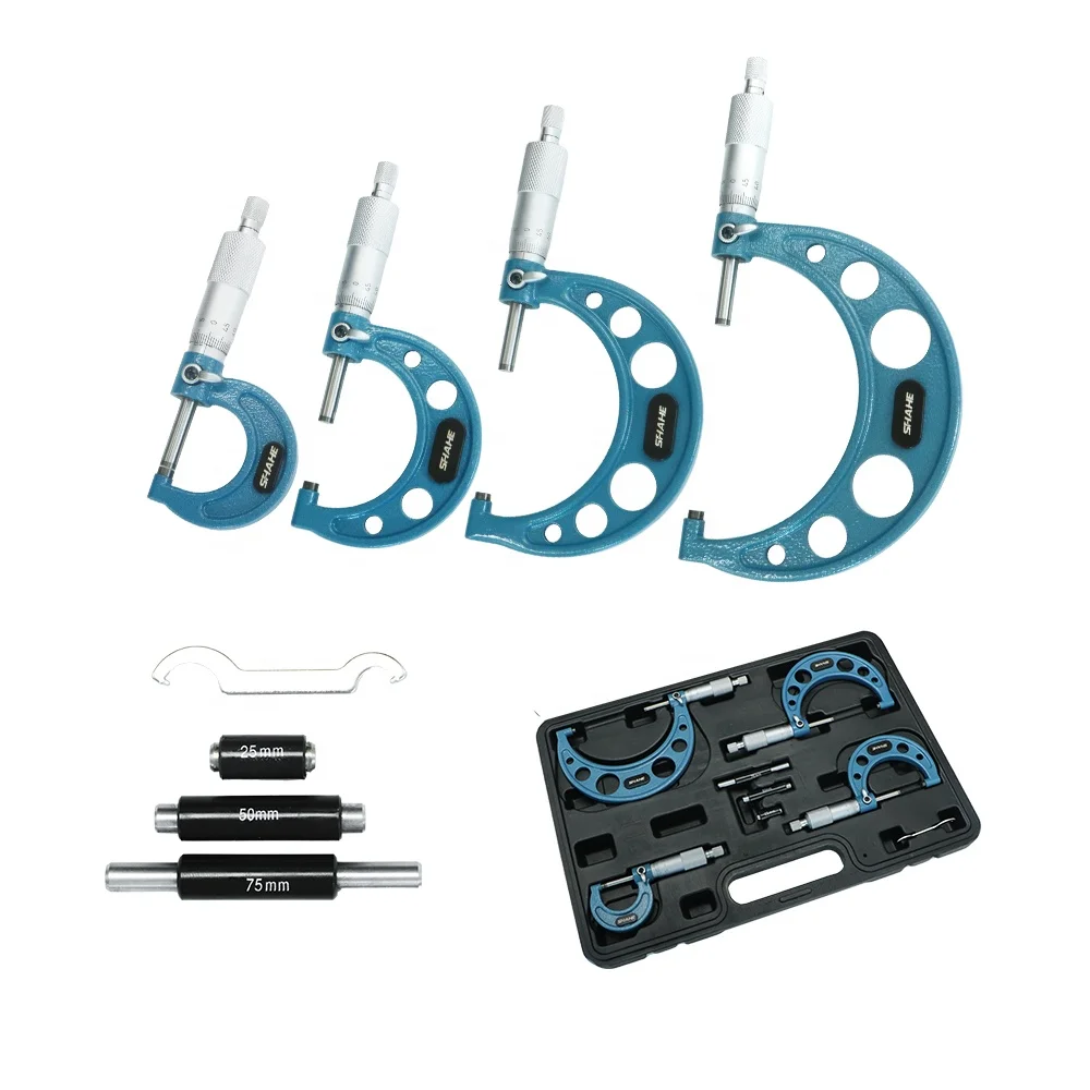 Набор микрометров 0-4 дюйма, 0-100 мм, Точность 0,01 мм, 4 шт.