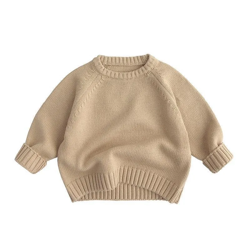 Unisex Crochet Sweater Kids Long Sleeve Knitting Pullover Tops Winter Clothing Boys Girls Baby Toddler Winter Outfit Printed