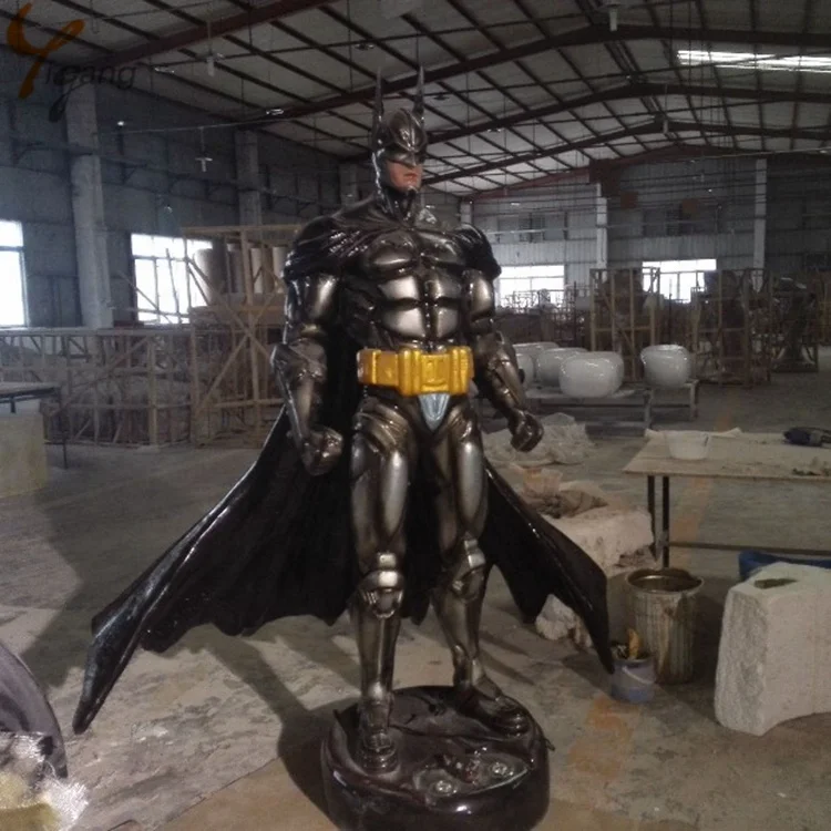 outdoor decoration life size movie superhero resin art cartoon figure fiberglass bat man statue sculpture for sale