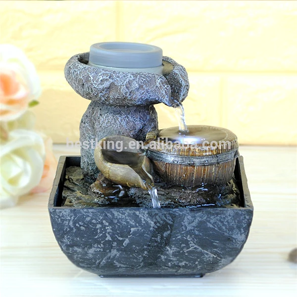 
Indoor artificial battery operation rotary disc waterfall fountain 