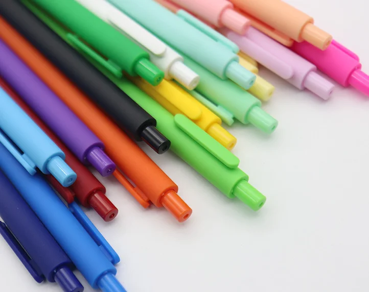 Office Stationery Candy Color Pink Yellow Click Gel Pen Custom Macaron Ball Pens