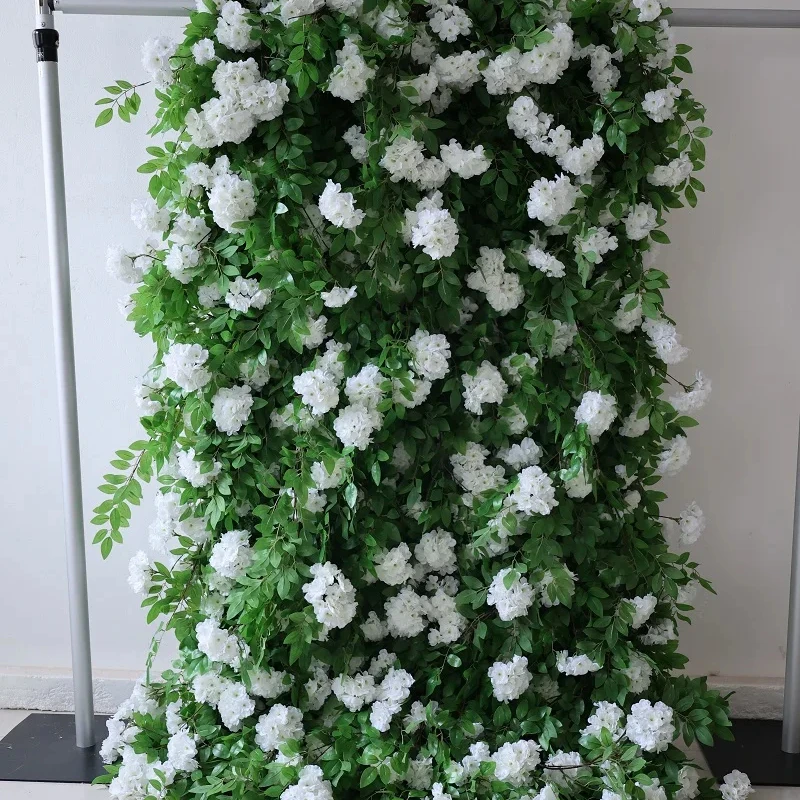 L-GPFW Custom Wedding decor silk flower plant leaves grass walls artificial flowers cloth base roll up faux greenery wall