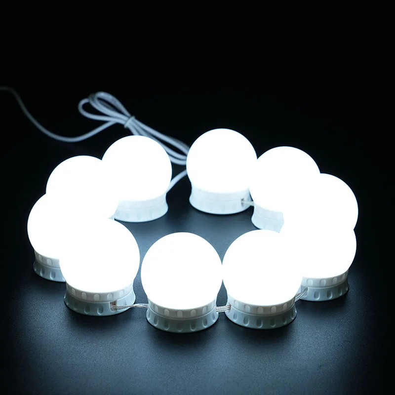 DIY Hollywood Style Desktop Dressing Table Makeup Vanity LED Mirror Light 10 Dimmable USB Bulbs Tricolor Square LED Lighting