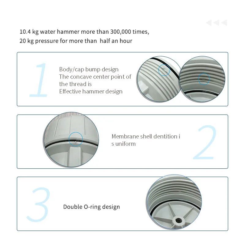 New High Quality Food Grade Plastic 200G/400G/600G RO Membrane Housing For RO system