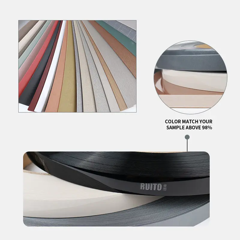 PVC high gloss edge banding furniture, high-end cabinets can add logo specifications, multiple colors to choose from