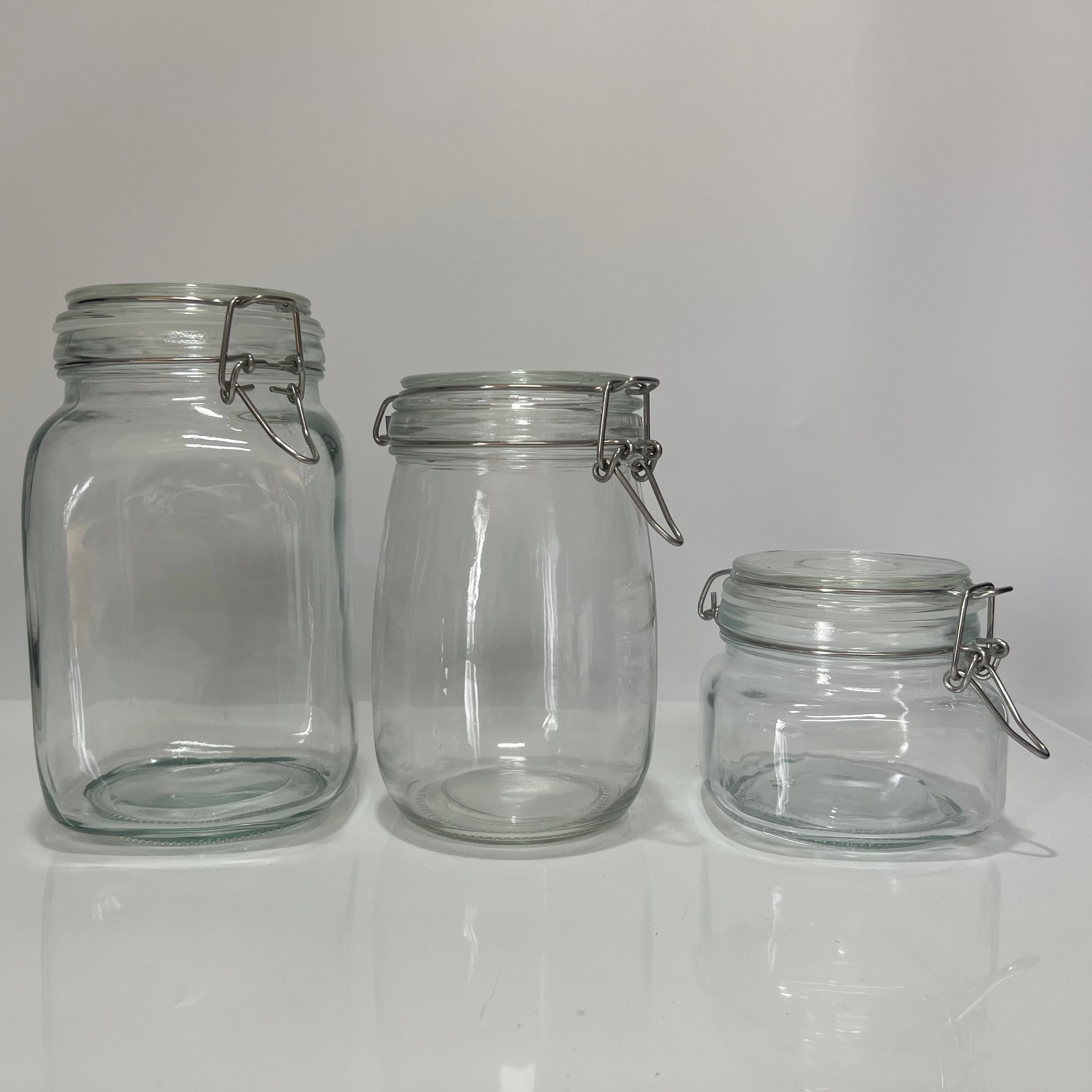 Vacuum Glass Storage Jar With metal Seal Lids / heat-resistant glass jar / Glass Containers With metal Lids airtight