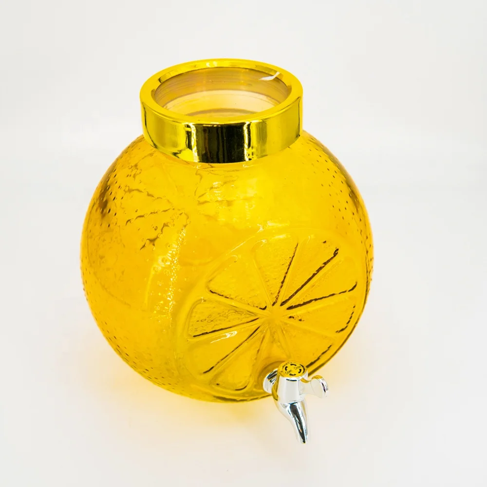 5L Beverage Dispenser Orange Shaped Glass Jar Water Juice Coffee Cold Drink