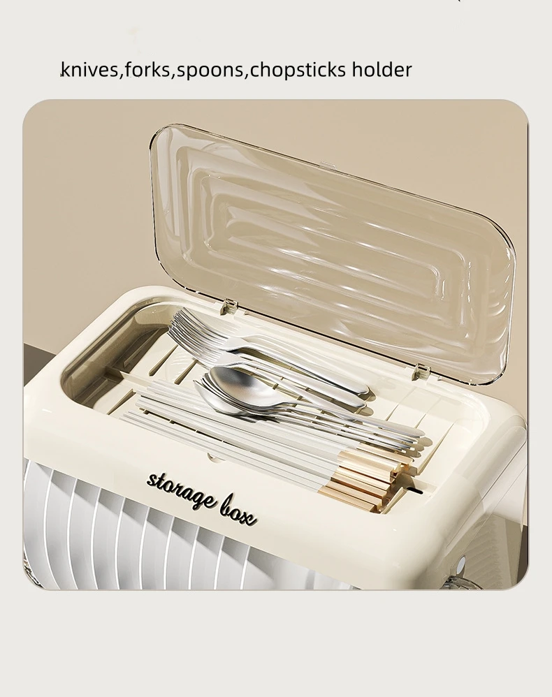 XJH Household Plastic Cupboard Double Standing Kitchen Accessories Dish Drainer Rack Tableware Storage Box Bowl Lid Tray