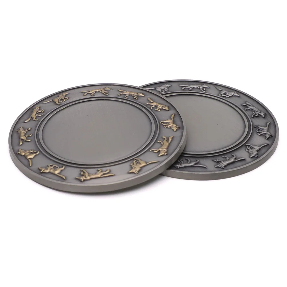 Custom Gold and Silver Engraved Logo Blank Coin  Brass Metal Engraved blank Challenge Coin