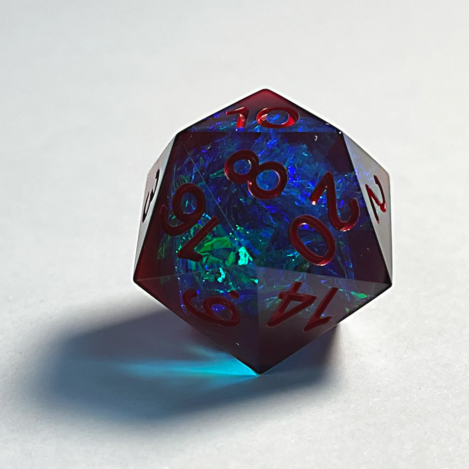 Superman color matching -- handmade red resin sharp edge dice dnd --RPG games