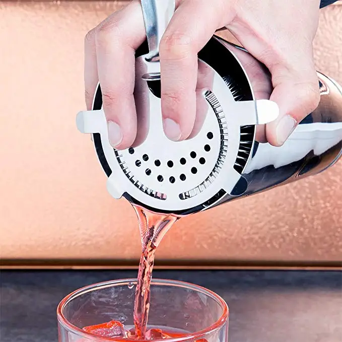 Stainless Steel Bar Cocktail Ice Strainer Metal Mesh Wire Spring Filter