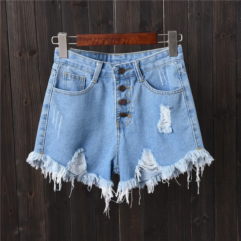 Fashion Summer New Ripped Edge Denim Shorts Women Super Jean Shorts